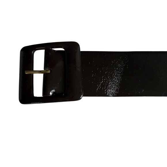 Ann Taylor Leather Hombre Square Buckle Chunky Belt Women's Size Small Brown - Picture 7 of 7